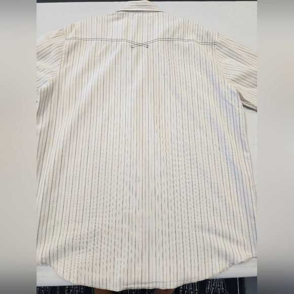 Rewire Men's Beige Striped Shirt Short Sleeve Retro, sz XL - Picture 13 of 13
